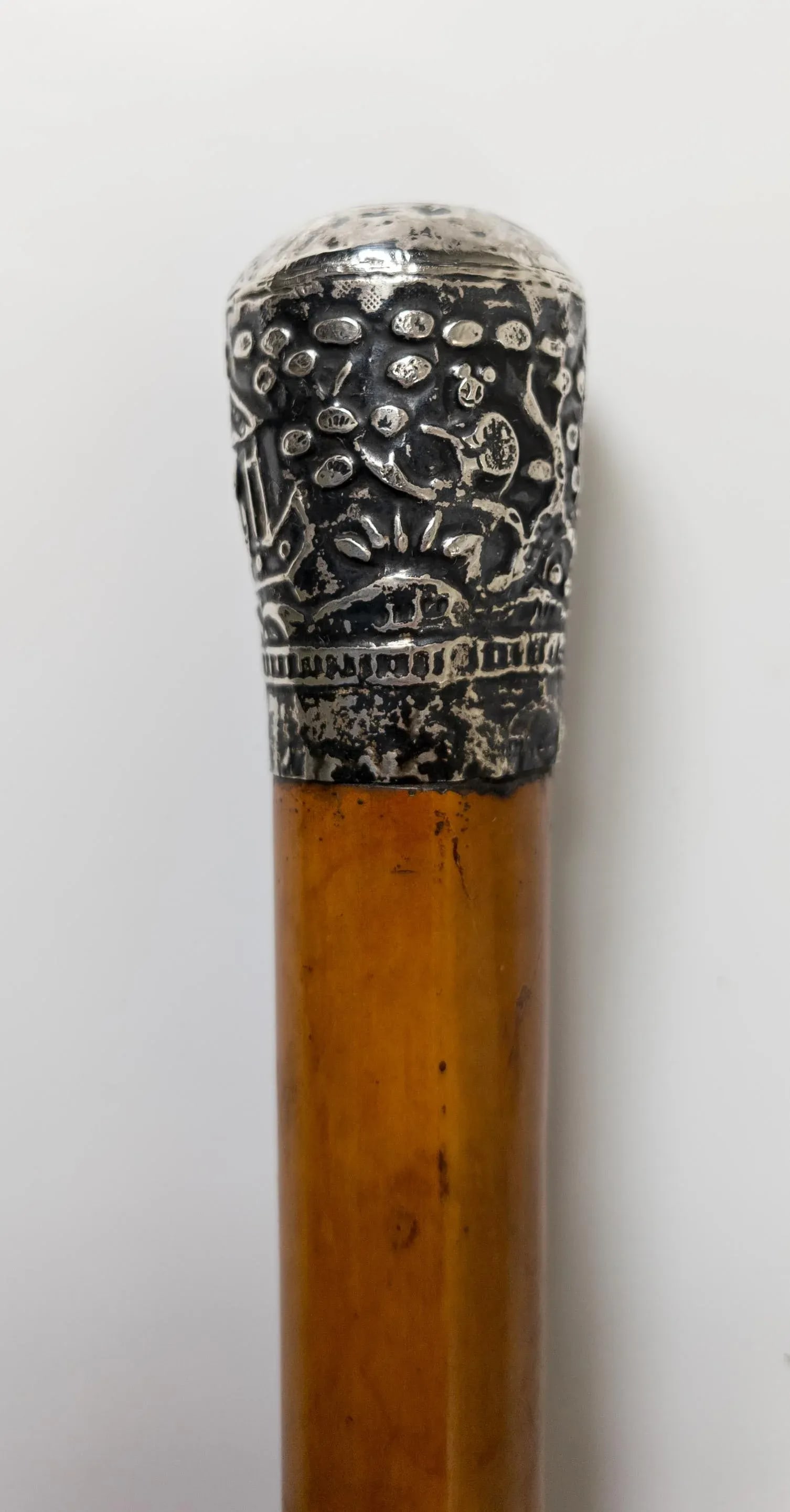 Early 20th Century Chinese Export Silver and Malacca Cane Walking Stick - 6