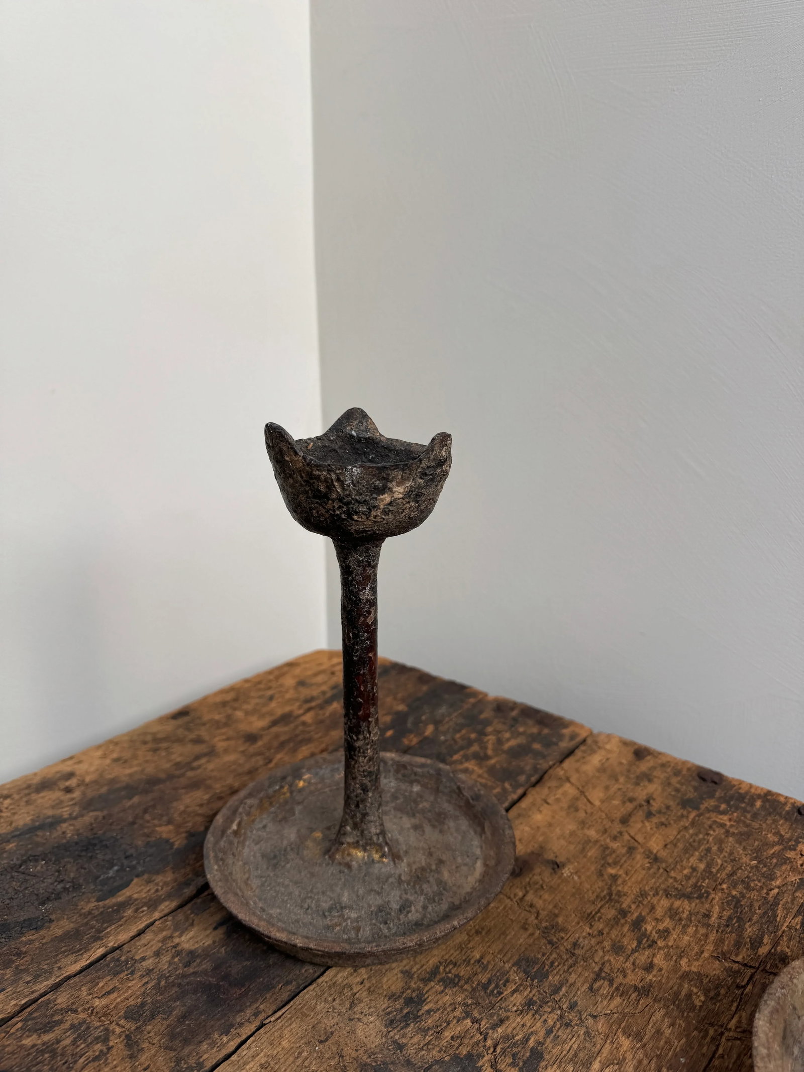 19th Century Primitive Iron Candle Holders - a Pair - 4