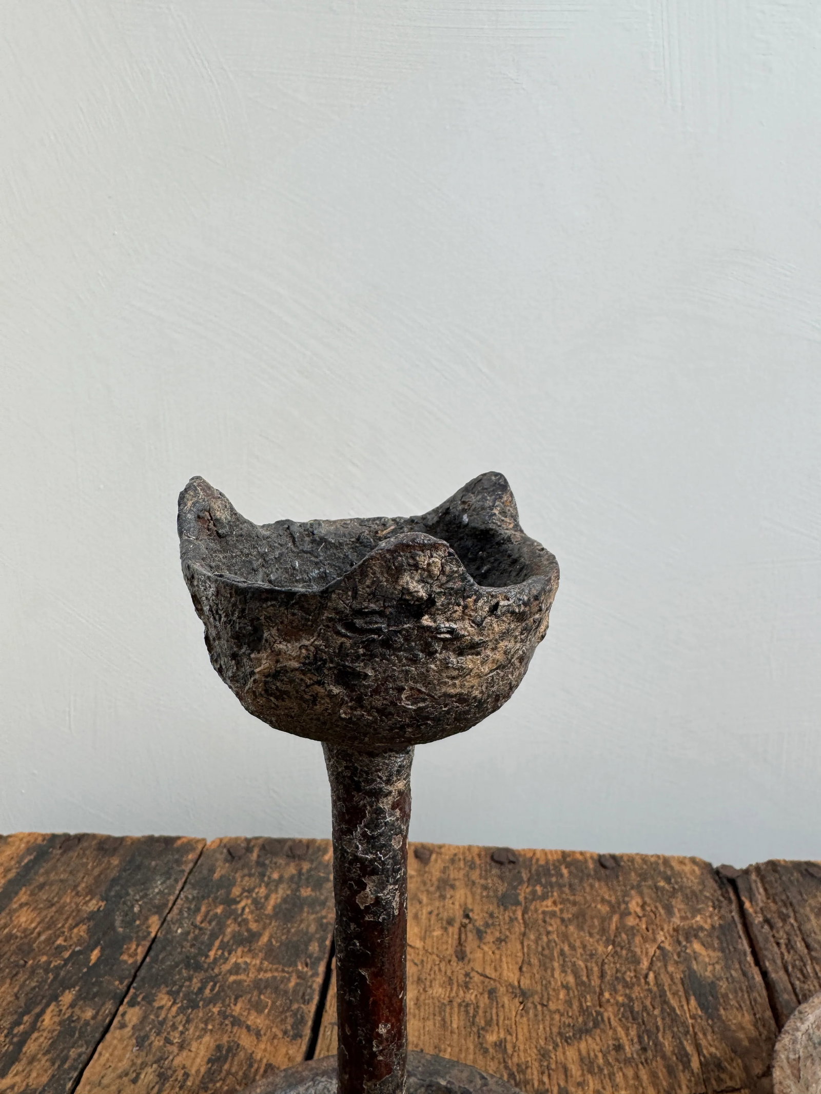 19th Century Primitive Iron Candle Holders - a Pair - 5