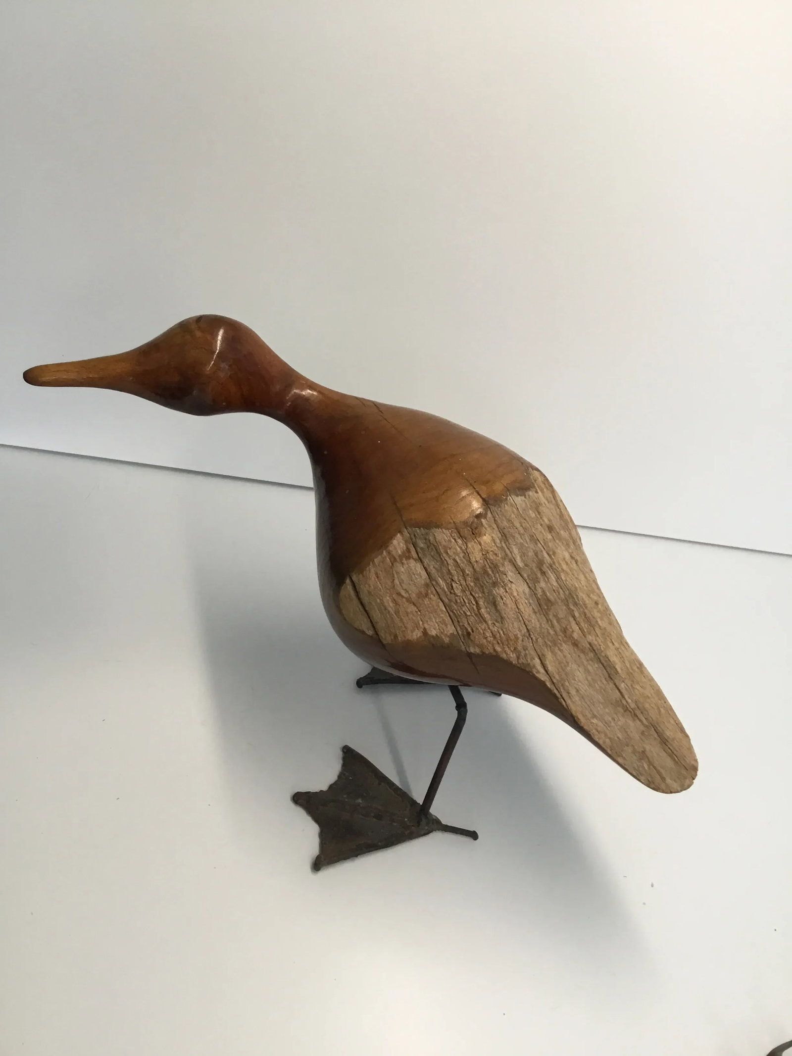 Mid Century Abstract Life Size Raw-Edge Wood and Metal Duck Figurine - 10
