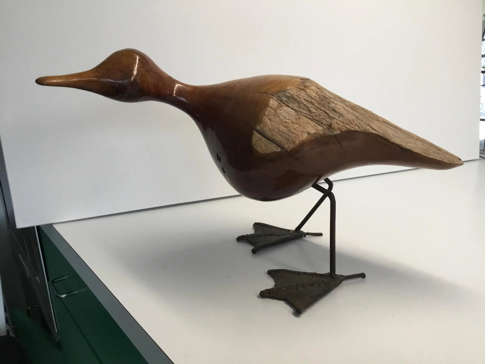 Mid Century Abstract Life Size Raw-Edge Wood and Metal Duck Figurine - 13