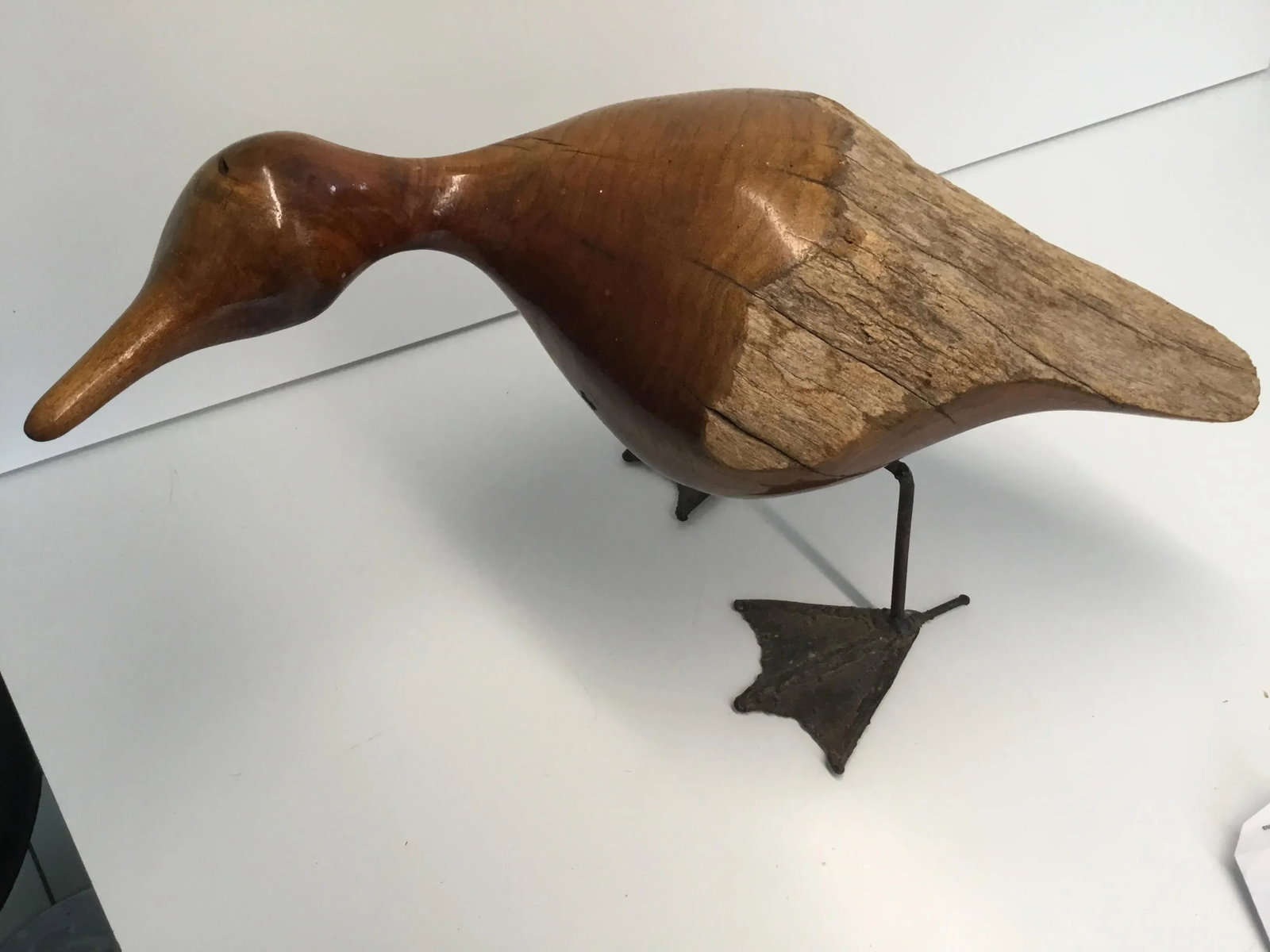 Mid Century Abstract Life Size Raw-Edge Wood and Metal Duck Figurine - 5