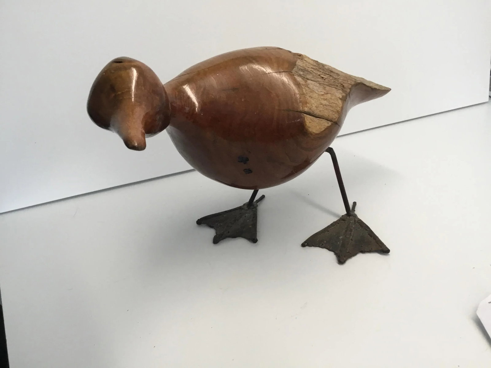 Mid Century Abstract Life Size Raw-Edge Wood and Metal Duck Figurine - 6