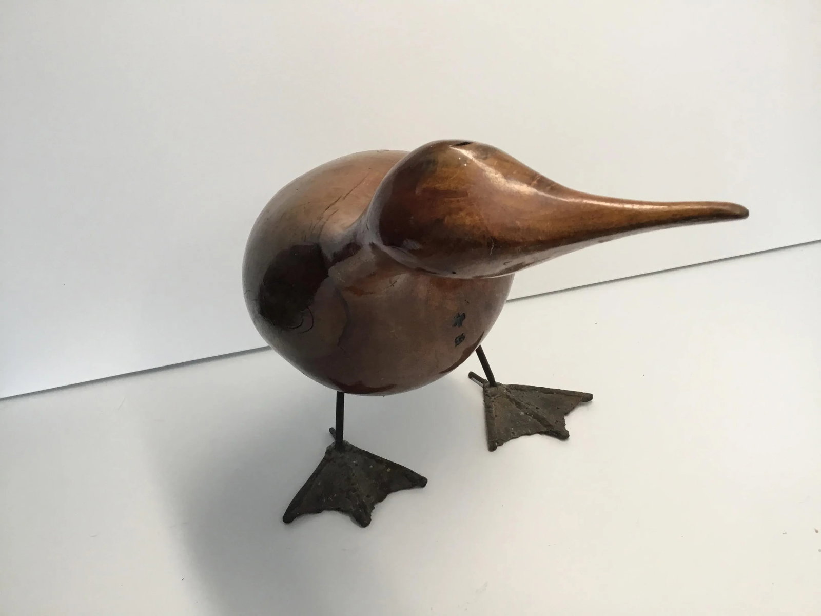 Mid Century Abstract Life Size Raw-Edge Wood and Metal Duck Figurine - 7