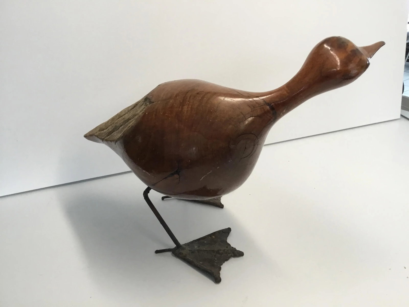 Mid Century Abstract Life Size Raw-Edge Wood and Metal Duck Figurine - 8