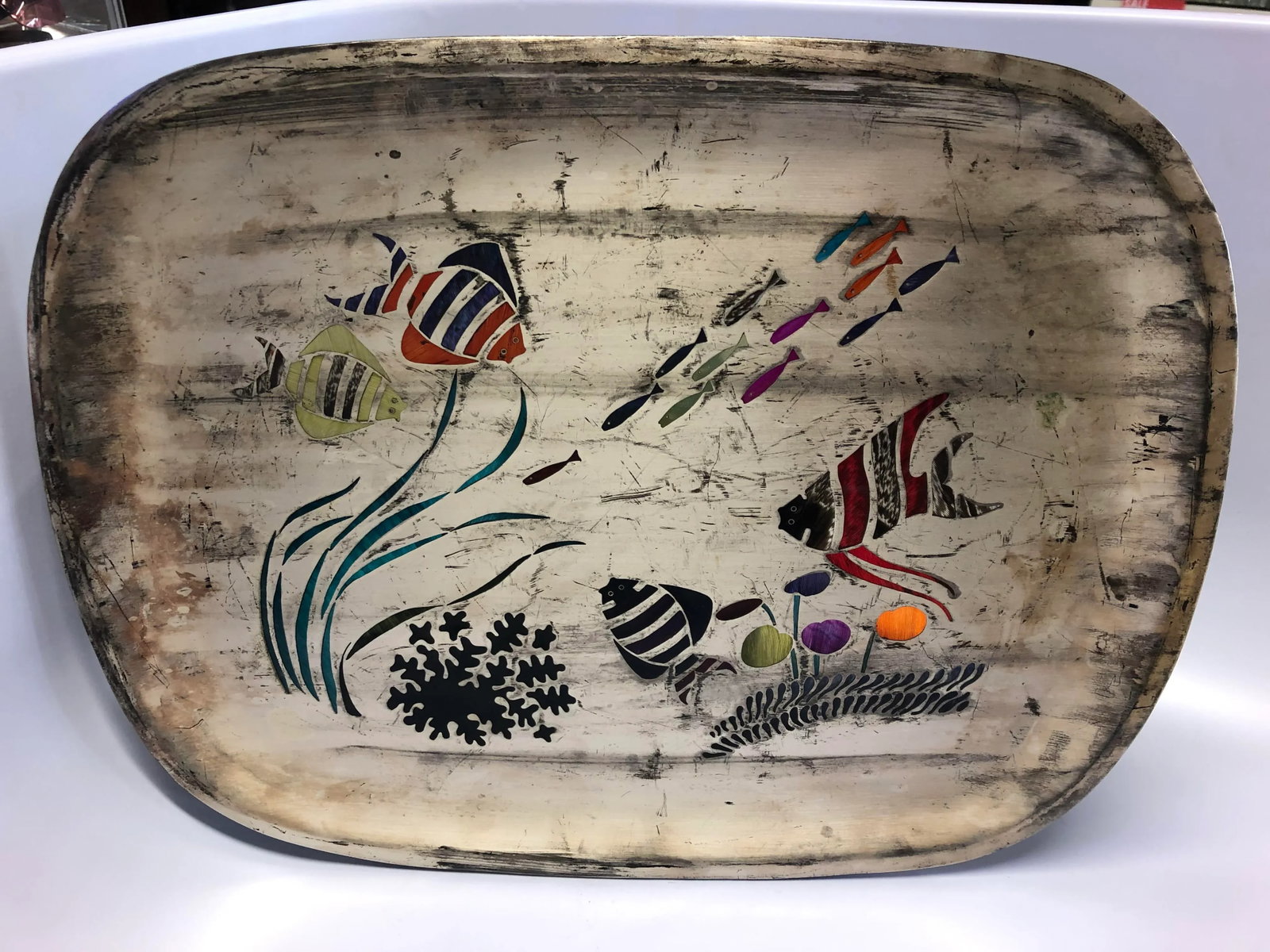 1960s Los Castillo Azteca Pluma Serving Tray - 4