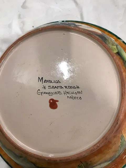 Majolica Pottery Salad Bowl With Pears - 8