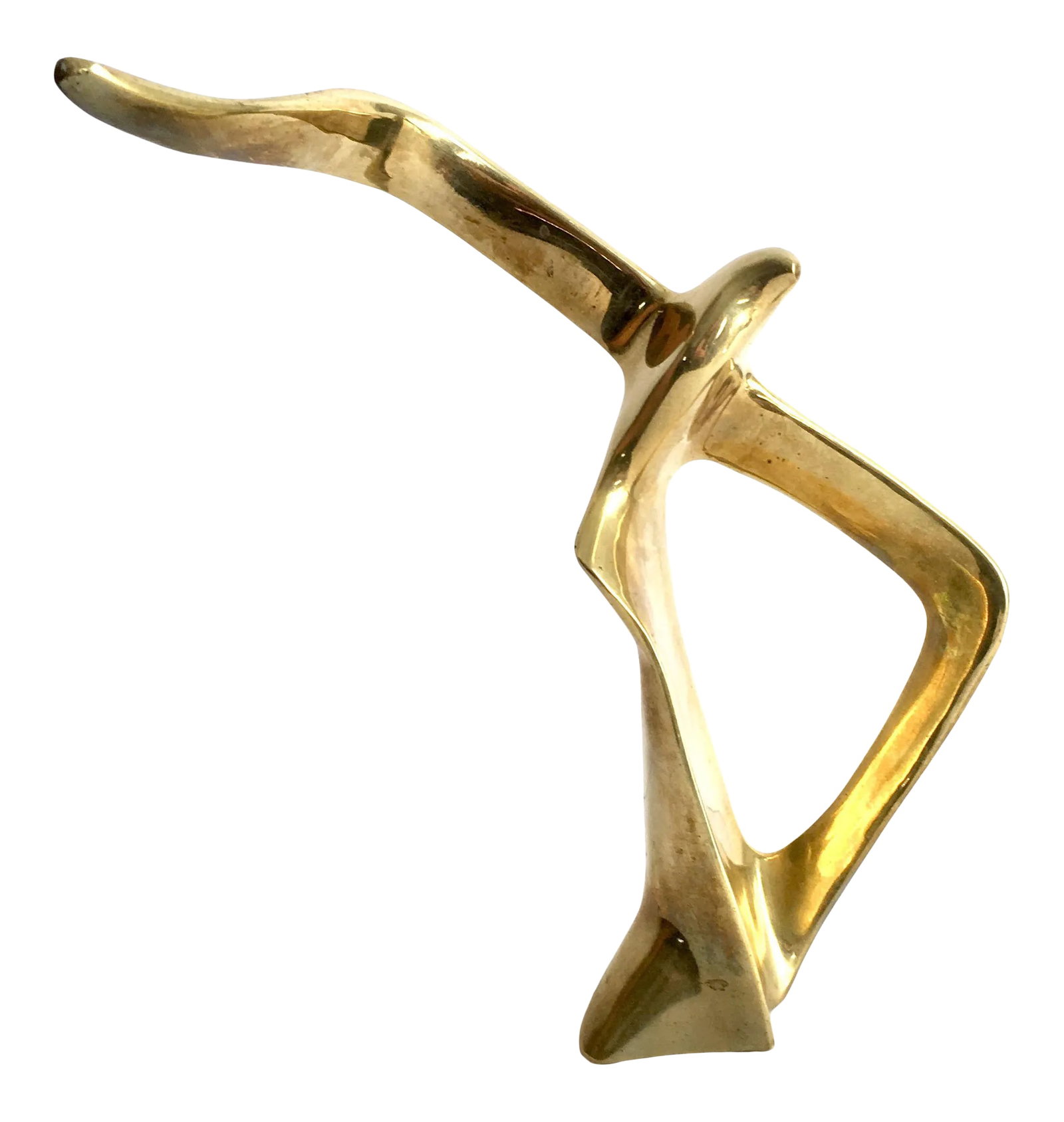 Mid Century Brass Bird Statue Soaring Seagull Sculptural Bird in Flight Vintage (1 of 8)