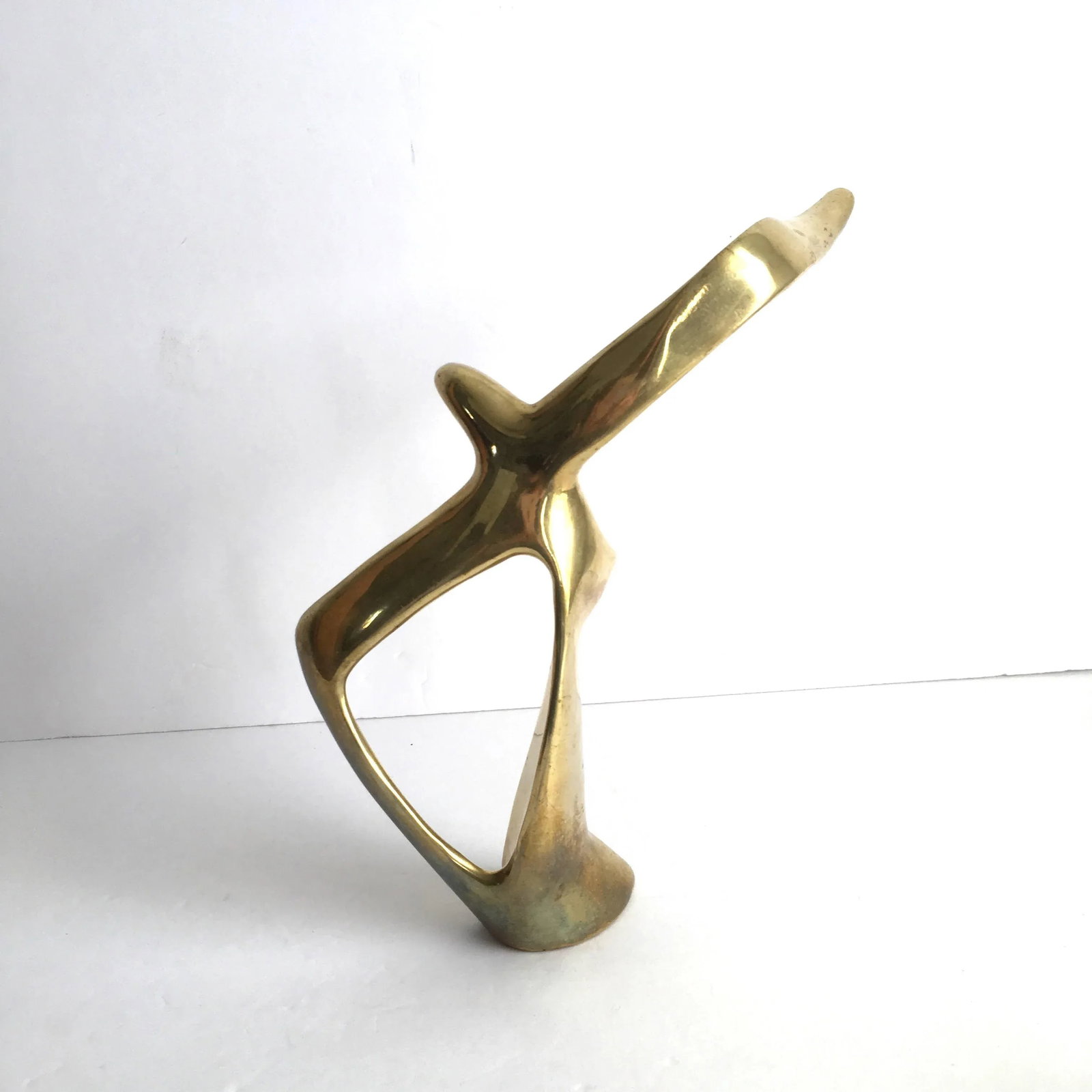 Mid Century Brass Bird Statue Soaring Seagull Sculptural Bird in Flight Vintage - 5