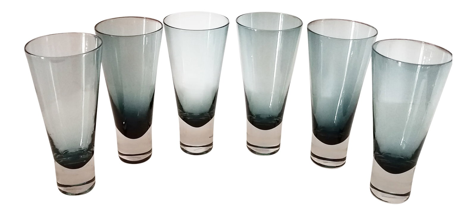 Kenneth Cole Reactions Ludlow Blue Crystal Highball Glasses - Set of 6: Set of 6 beautiful and rare Kenneth Cole Reaction Ludlow crystal blue highball glasses. The color goes from light blue to much darker blue towards the bottom. The next time You have friends over for