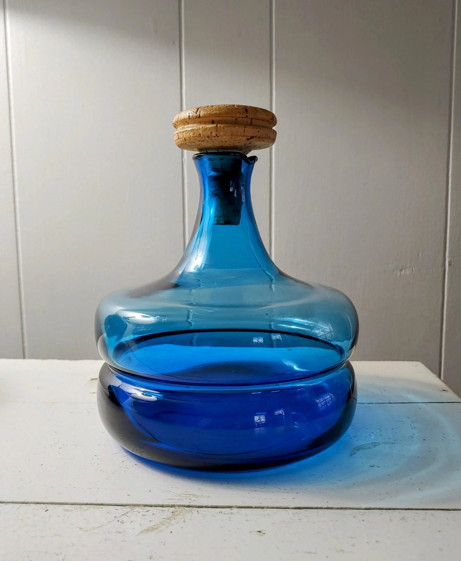Mid 20th Century Italian Peedee Blue Blown Glass Decanter - 2