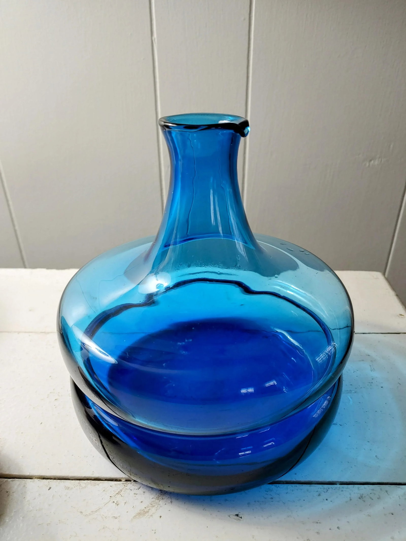 Mid 20th Century Italian Peedee Blue Blown Glass Decanter - 3