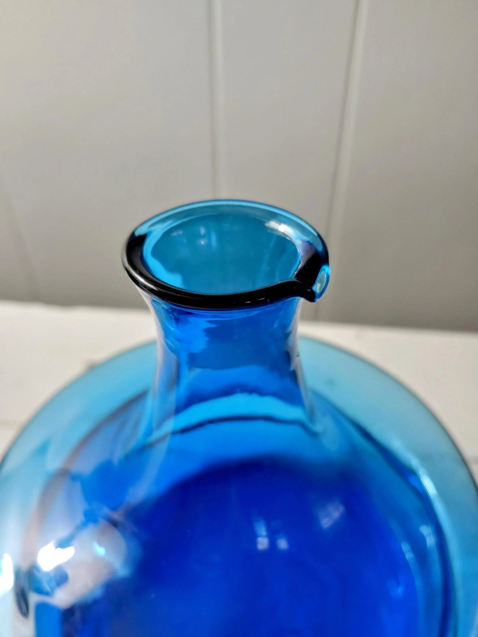 Mid 20th Century Italian Peedee Blue Blown Glass Decanter - 4