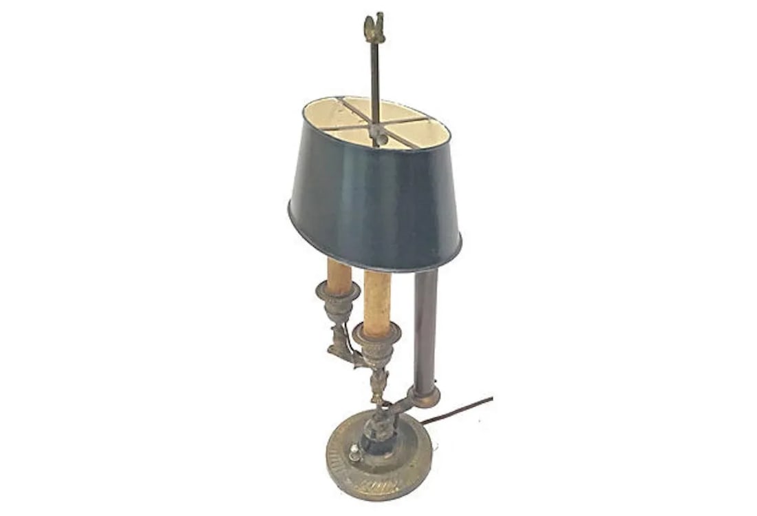Antique Rooster Double-Arm Tole Bouillotte Lamp - 2