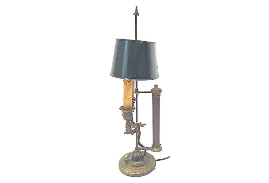 Antique Rooster Double-Arm Tole Bouillotte Lamp - 4