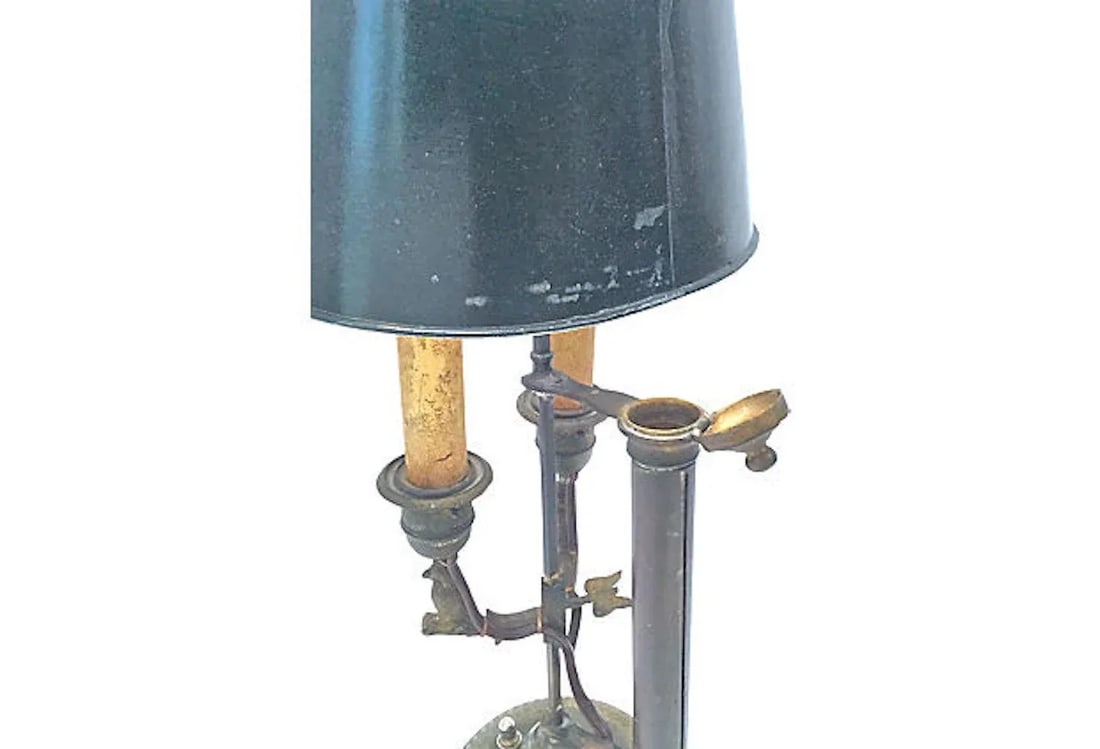 Antique Rooster Double-Arm Tole Bouillotte Lamp - 5