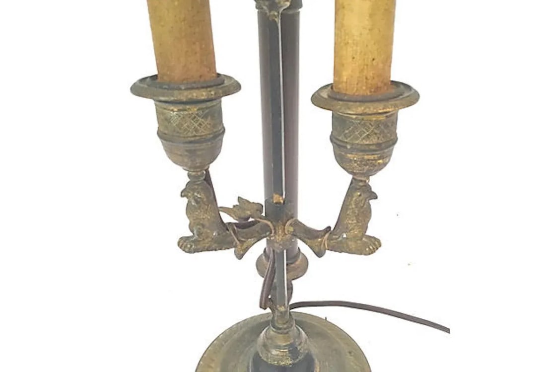 Antique Rooster Double-Arm Tole Bouillotte Lamp - 6