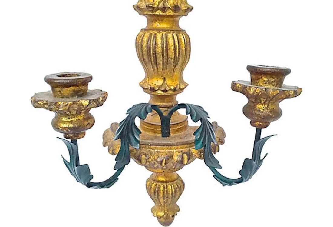 Vintage Giltwood Acanthus Candle Sconce - 3