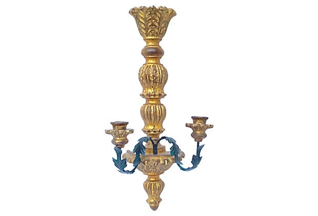 Vintage Giltwood Acanthus Candle Sconce - 4