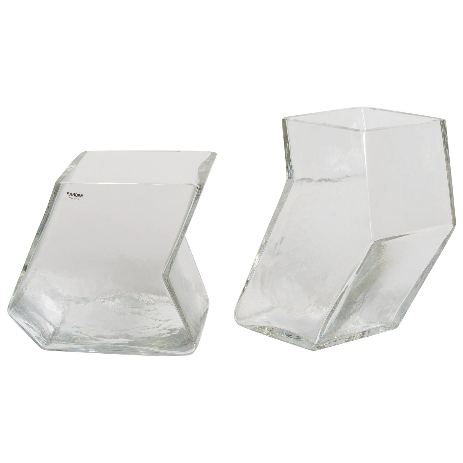 Large Vintage Architectural Glass Vases, Signed Barbini - a Pair: Pair of art glass vases by Barbini Large vintage pair of Barbini Vessels dating from the 1970s in very good condition no chips or damage .They still retain the original Barbini label. Condition:
