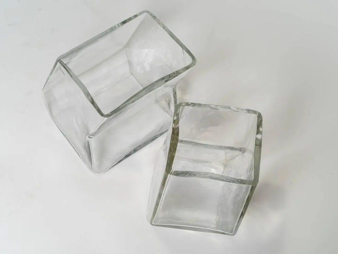 Large Vintage Architectural Glass Vases, Signed Barbini - a Pair - 4