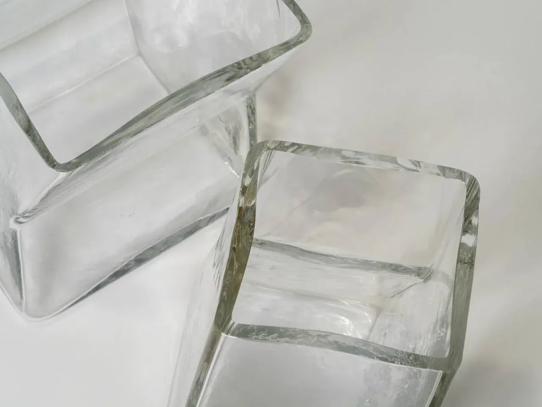 Large Vintage Architectural Glass Vases, Signed Barbini - a Pair - 5
