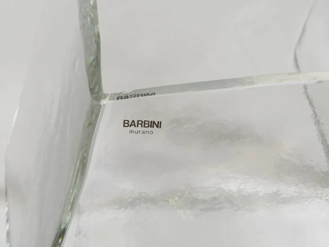 Large Vintage Architectural Glass Vases, Signed Barbini - a Pair - 6