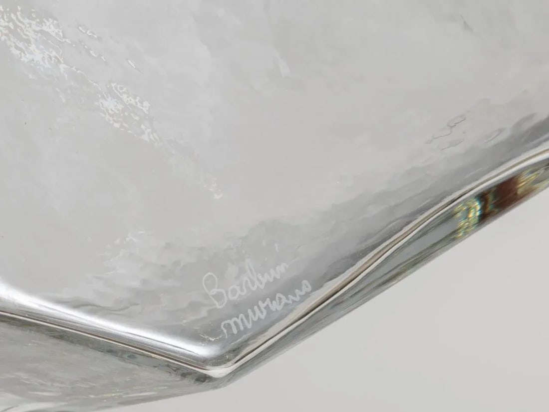 Large Vintage Architectural Glass Vases, Signed Barbini - a Pair - 7
