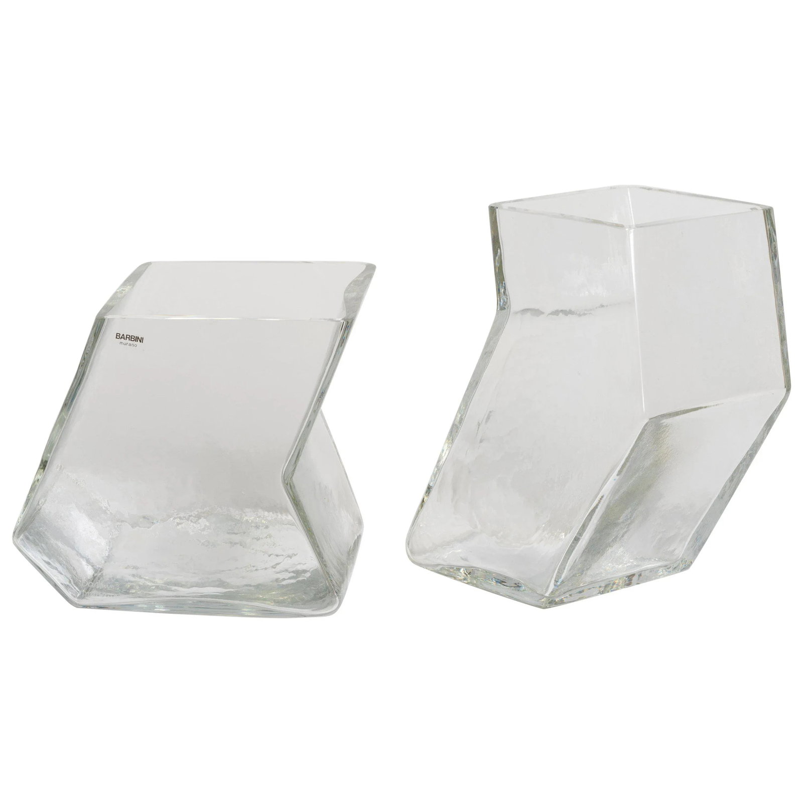 Large Vintage Architectural Glass Vases, Signed Barbini - a Pair - 9
