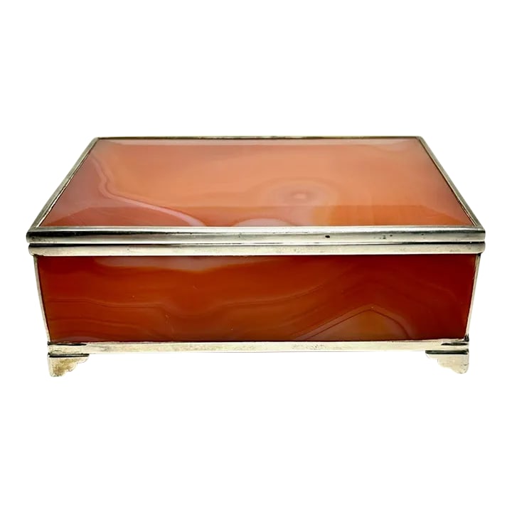 Continental Silver Mounted Red Agate Box (1 of 9)
