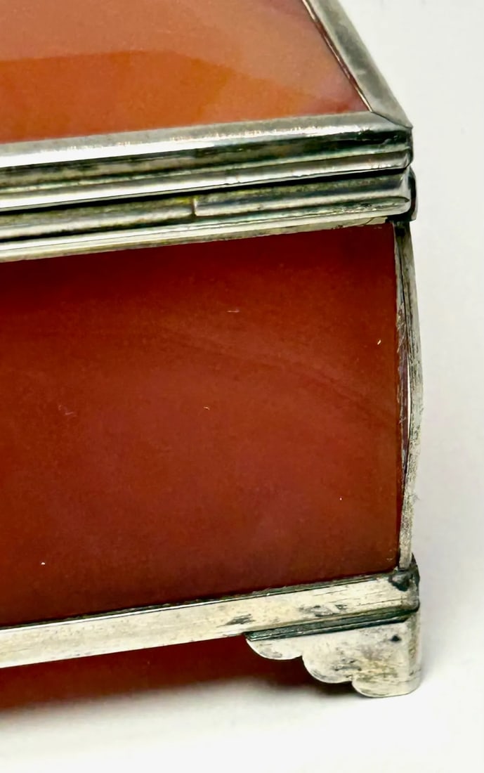 Continental Silver Mounted Red Agate Box - 6