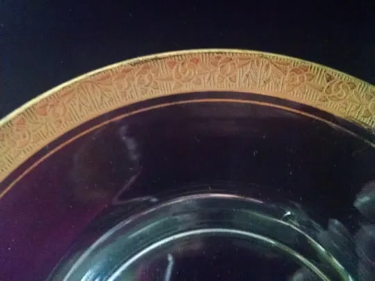 1940s Set of 6 Minton by Tiffin Clear Gold Encrusted Luncheon Salad Plates Franciscan Rambler Rose - 3