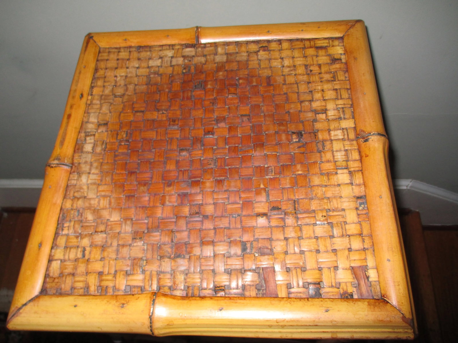 Vintage Bamboo Plant Stand / Table With Lattice Work - 5