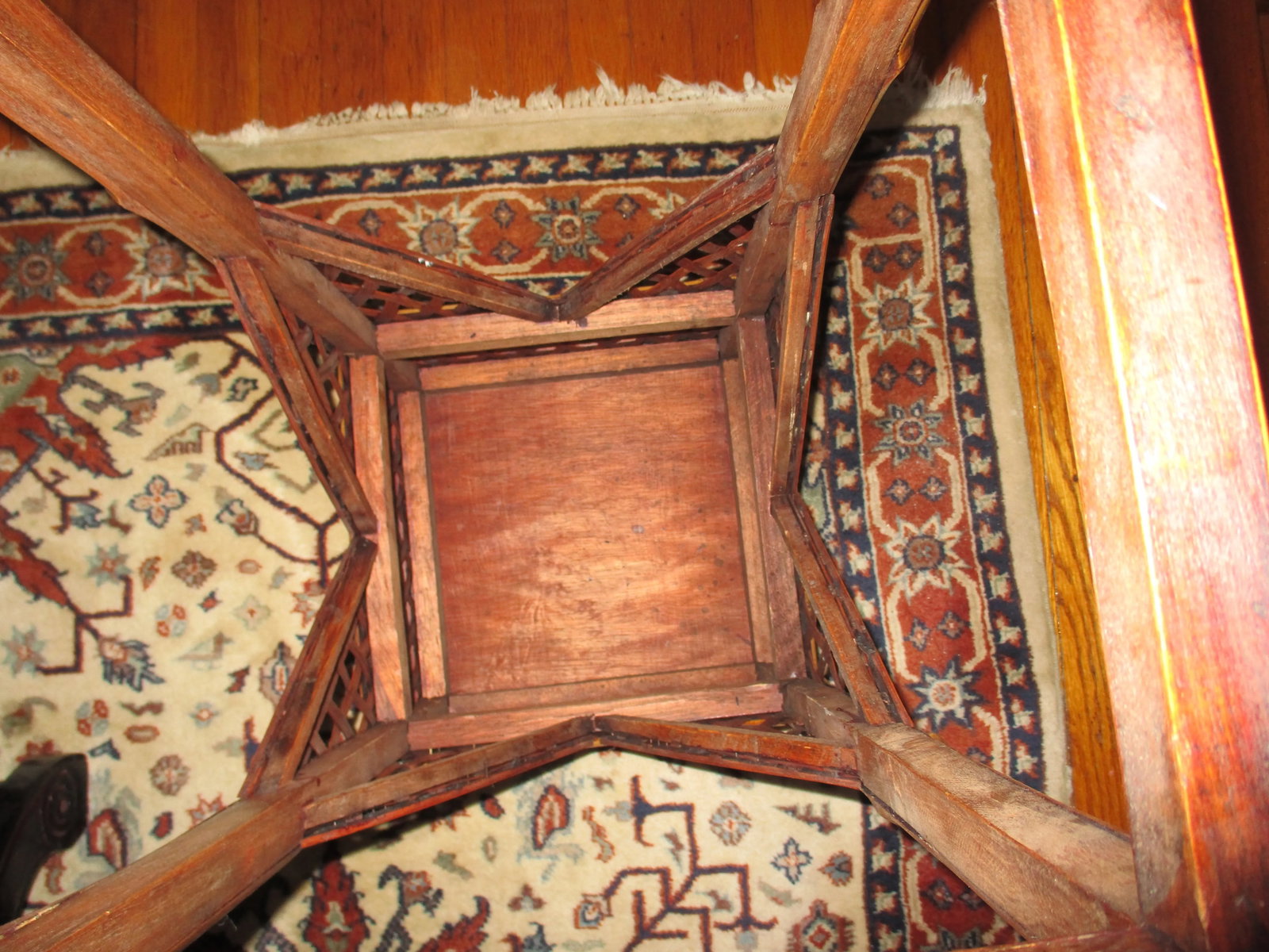 Vintage Bamboo Plant Stand / Table With Lattice Work - 7