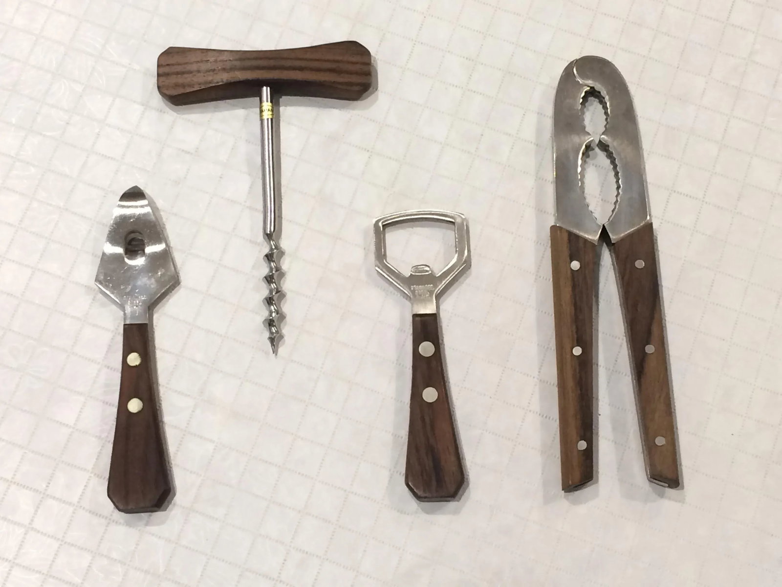 Mid-Century Modern Stainless Steel and Rosewood Bar Tools - Set of 4 - 13