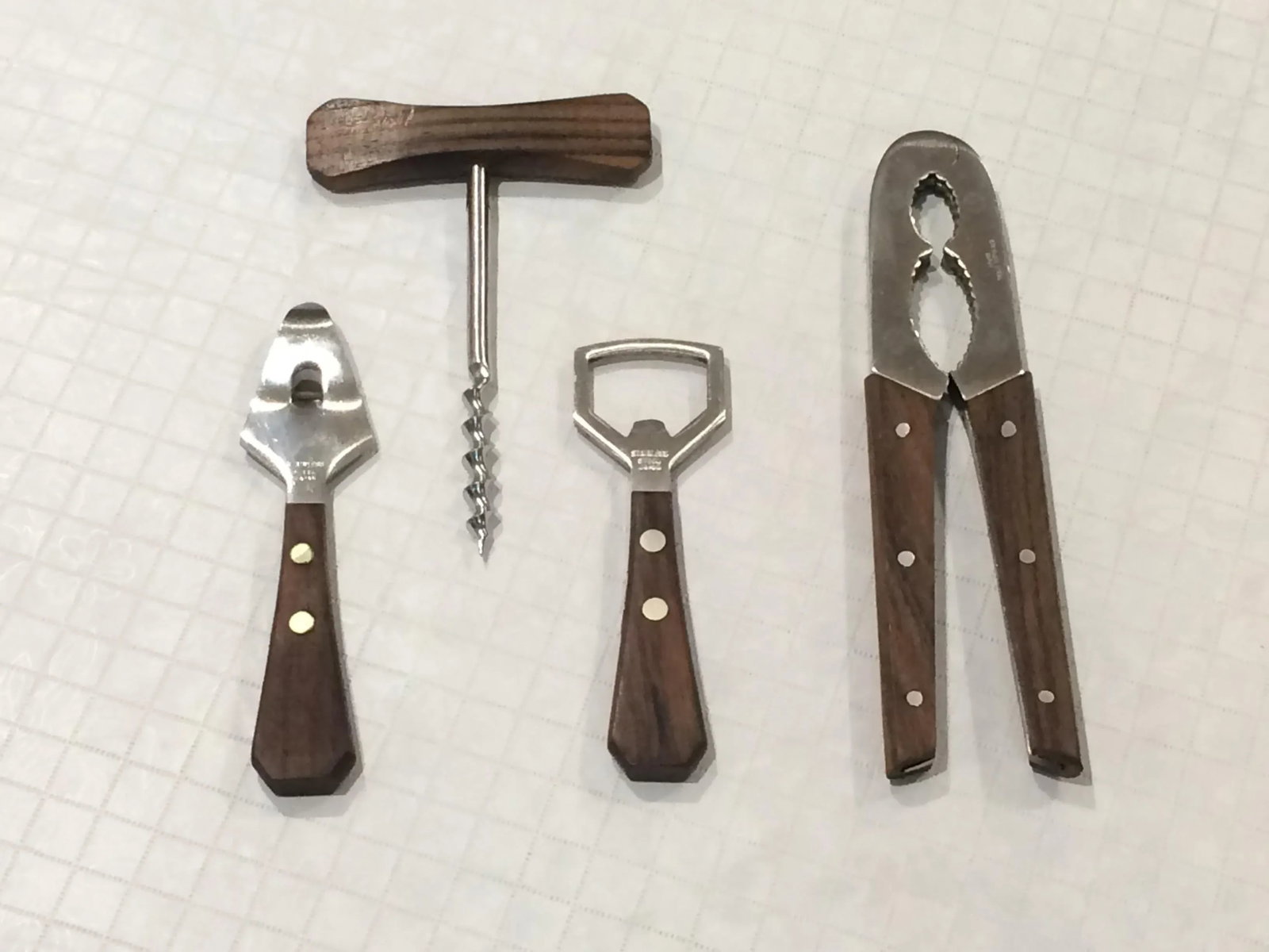 Mid-Century Modern Stainless Steel and Rosewood Bar Tools - Set of 4 - 4