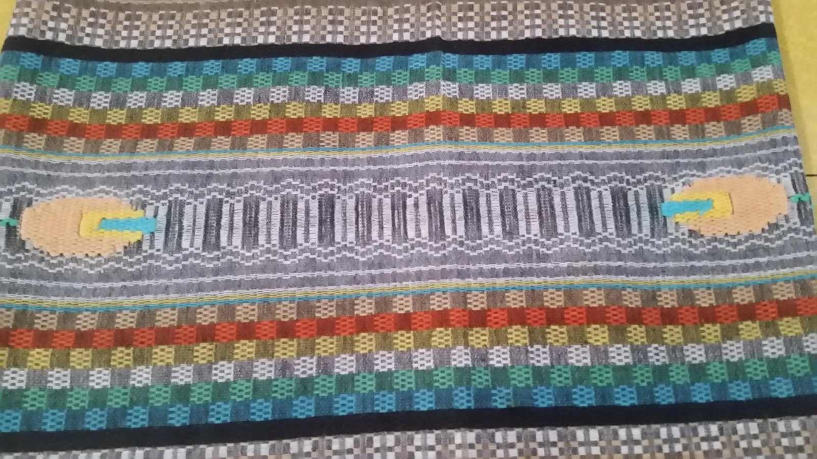 1950s Vintage Guatemalan Hand Loomed Cotton Throw - 3