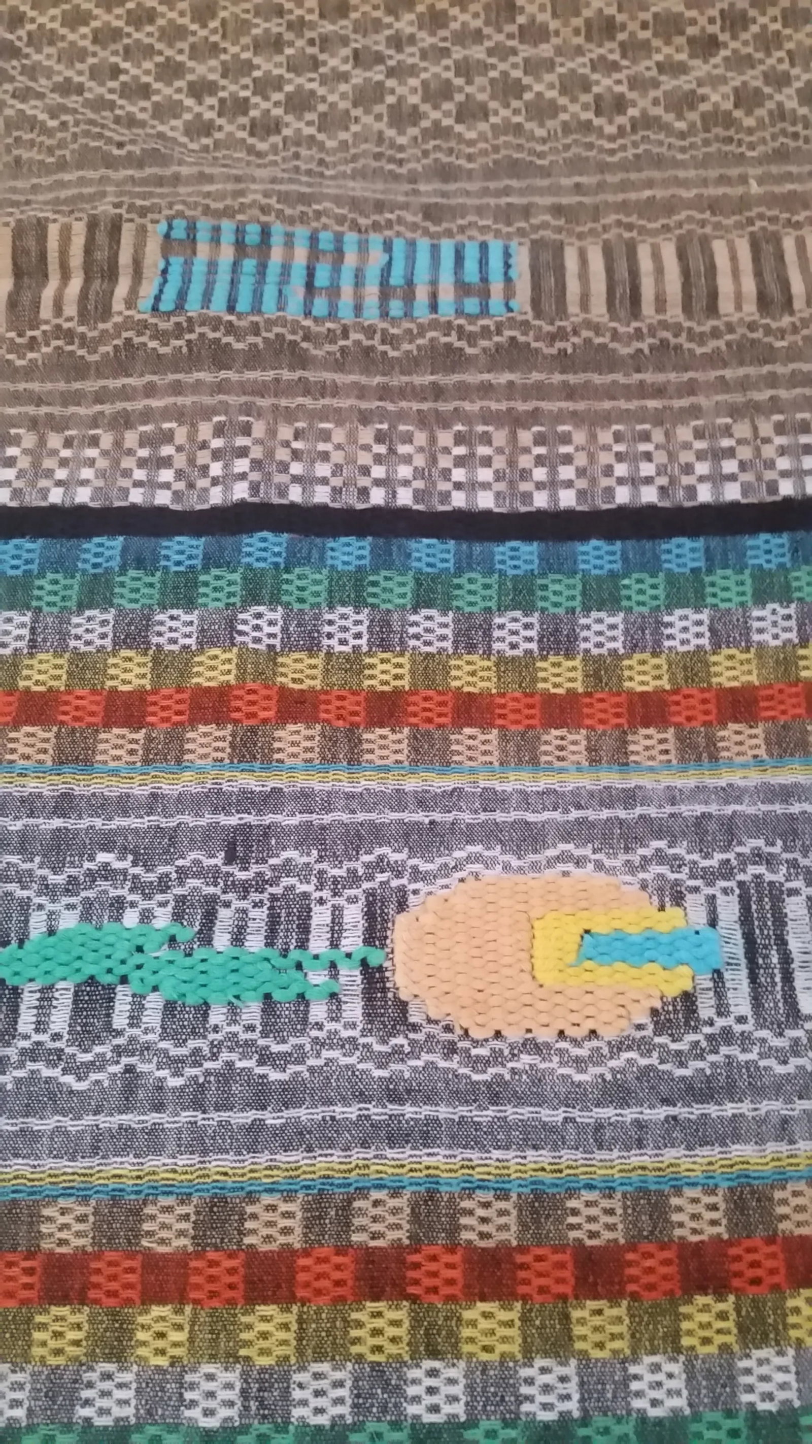 1950s Vintage Guatemalan Hand Loomed Cotton Throw - 5
