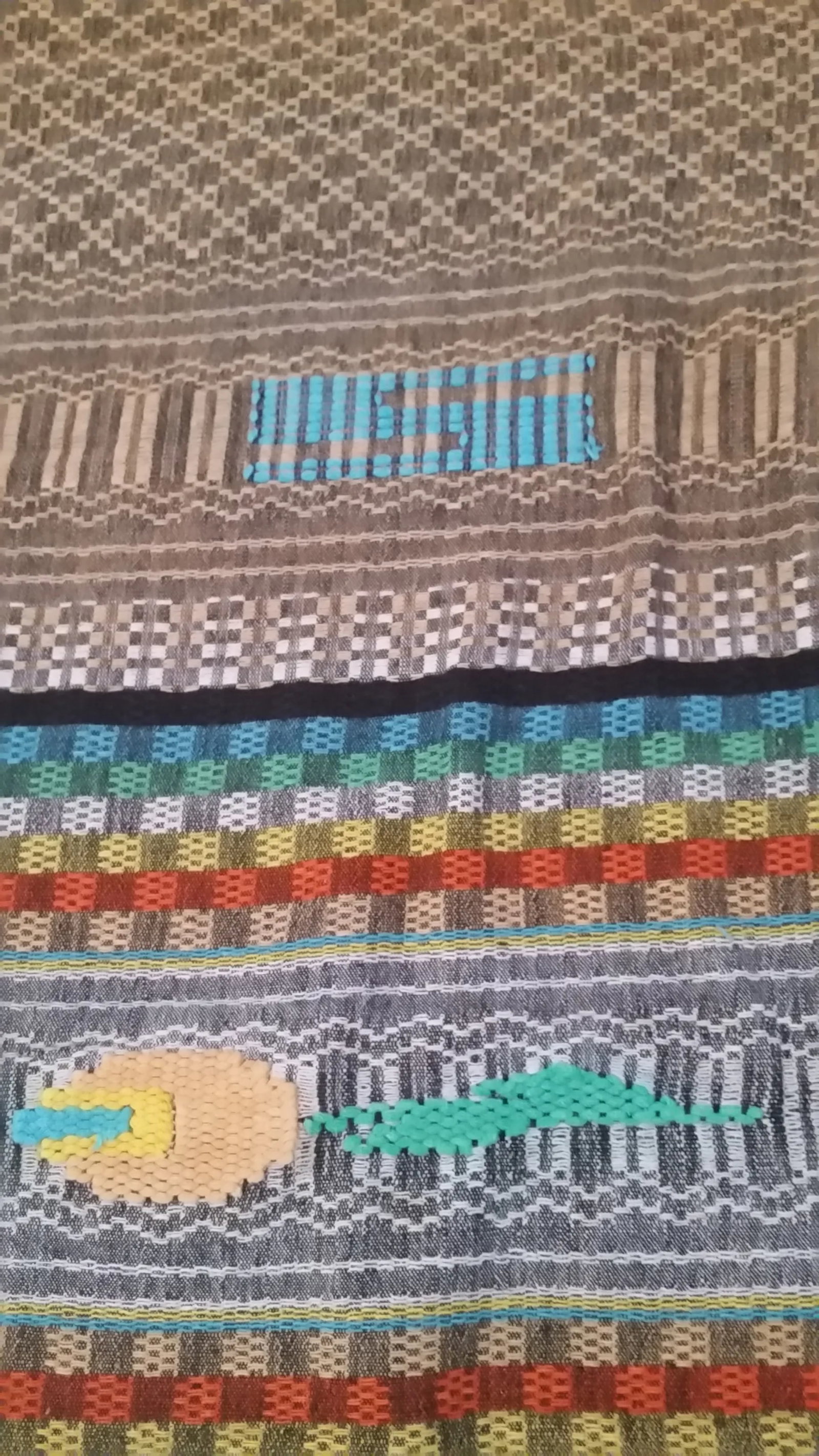 1950s Vintage Guatemalan Hand Loomed Cotton Throw - 6