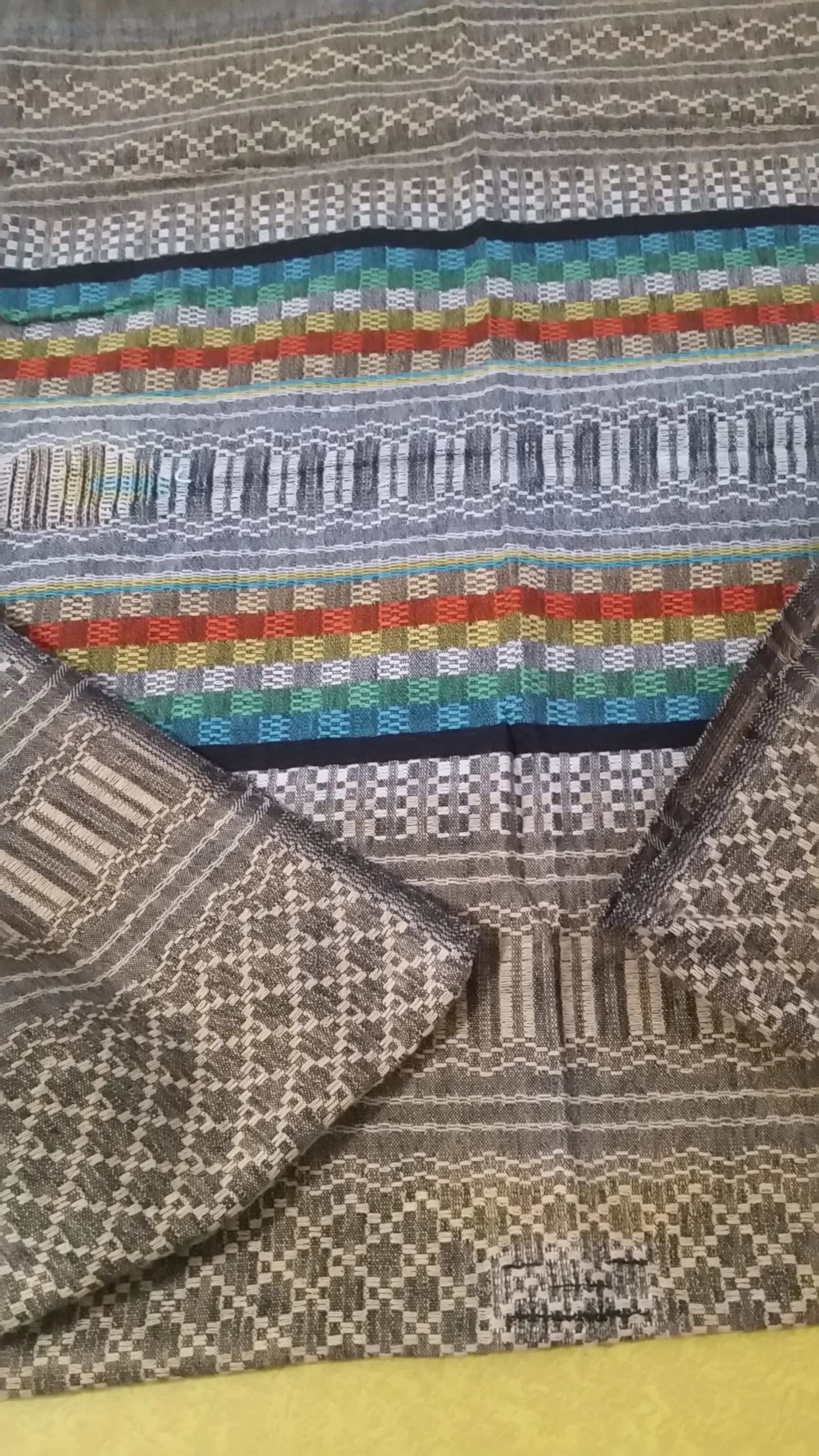1950s Vintage Guatemalan Hand Loomed Cotton Throw - 7