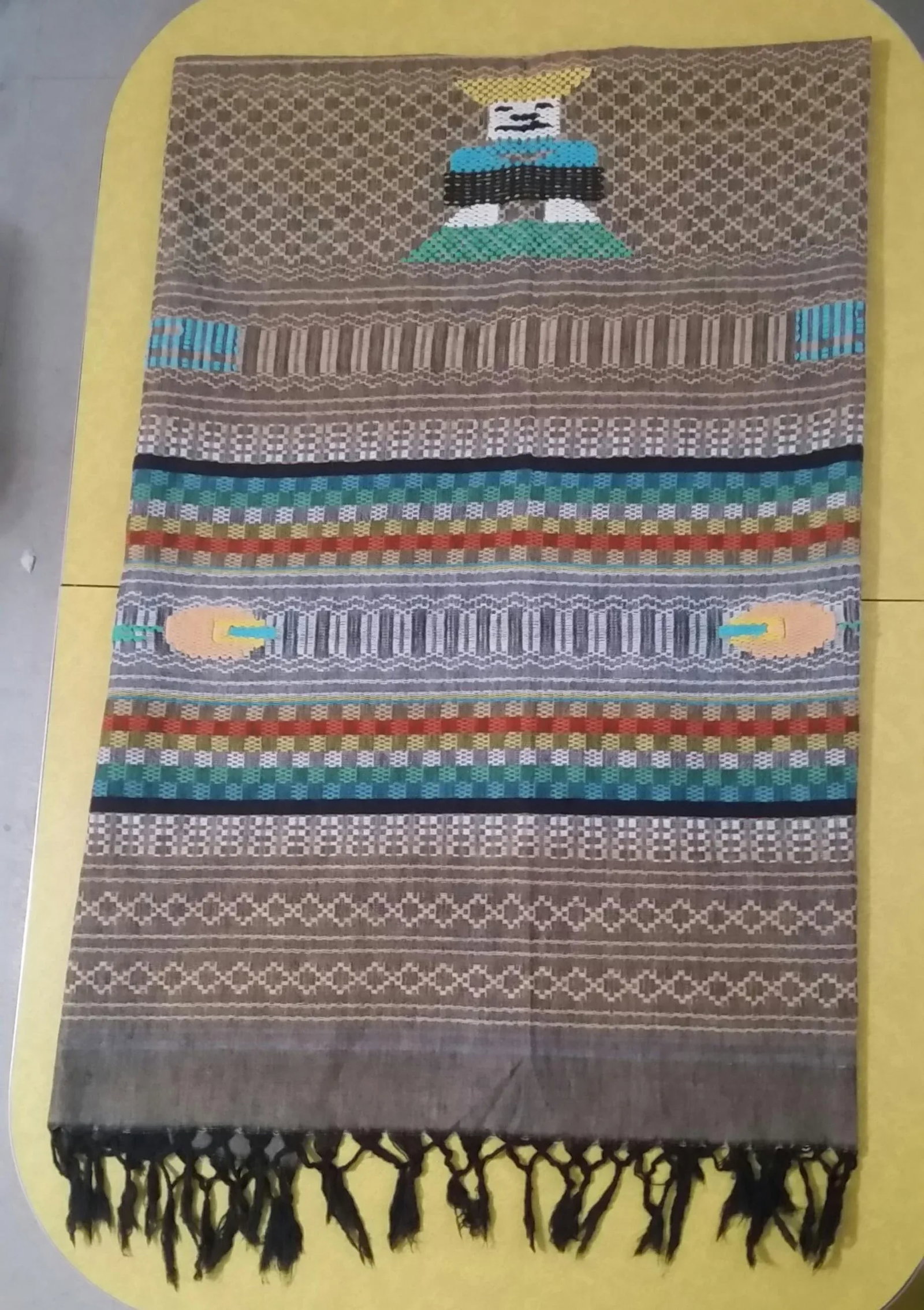 1950s Vintage Guatemalan Hand Loomed Cotton Throw - 9