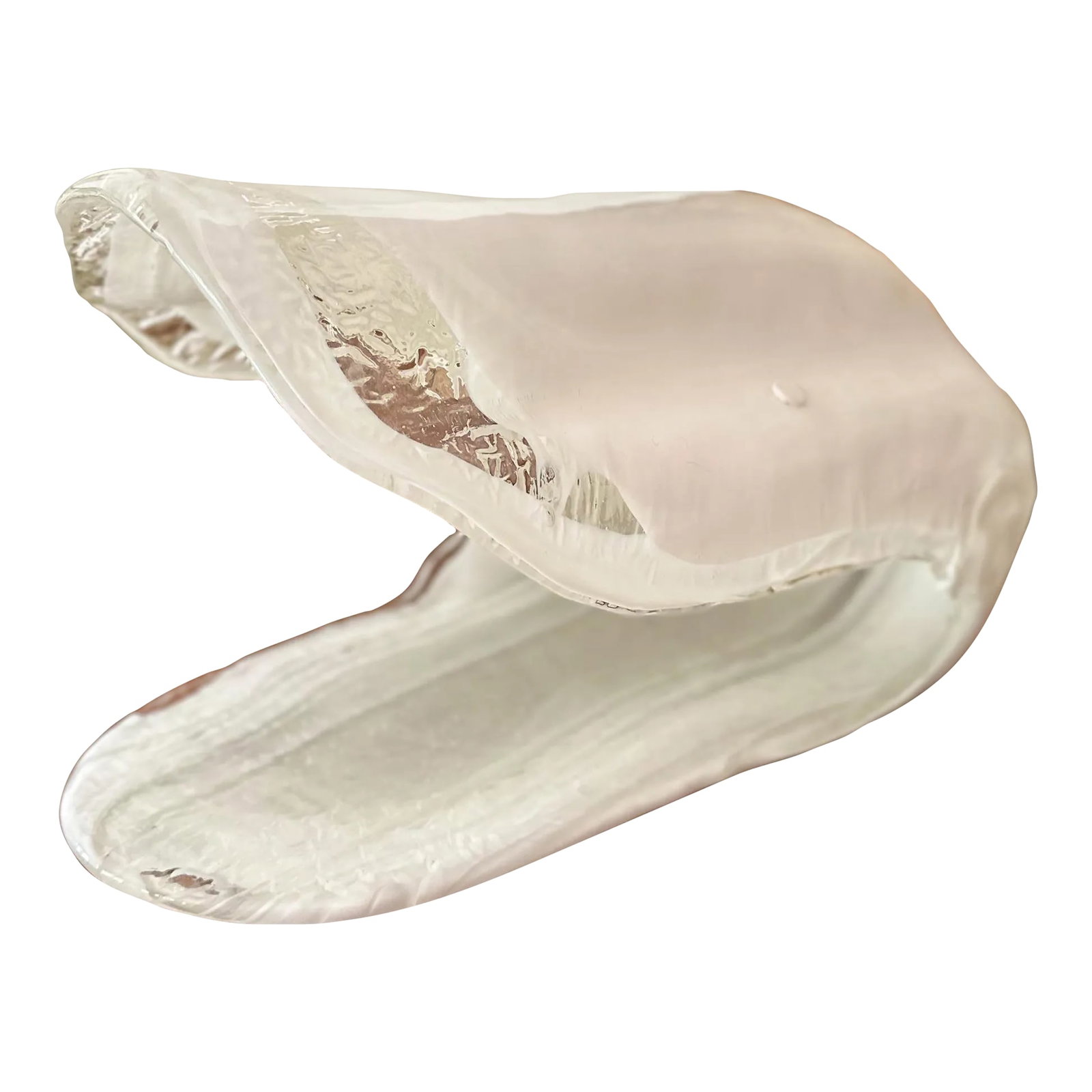1970s La Murrina Murano Oyster Lamp: This La Murrina oyster lamp is a rare opportunity to own a piece of Murano history. Hand-blown in Murano, Italy in the 1970s, this table lamp is as stunning as the light it emits. Beautiful inside and