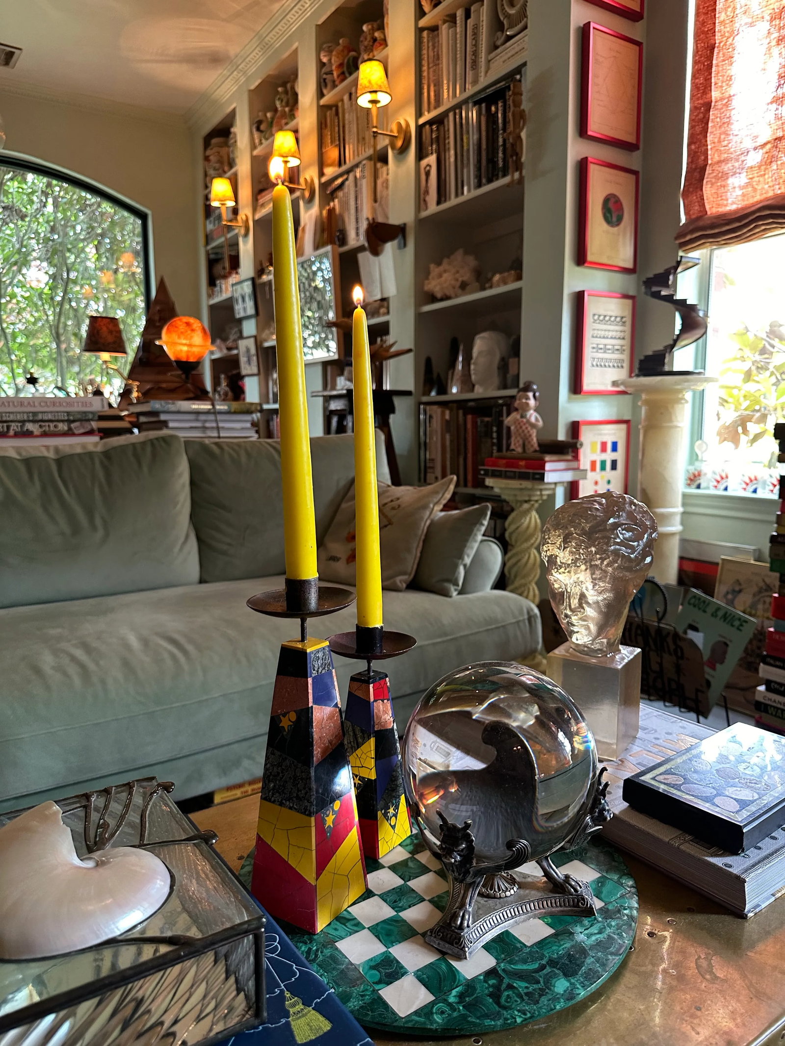1980's Peter Max Inlaid Marble Candlesticks -Set of 4 - 8