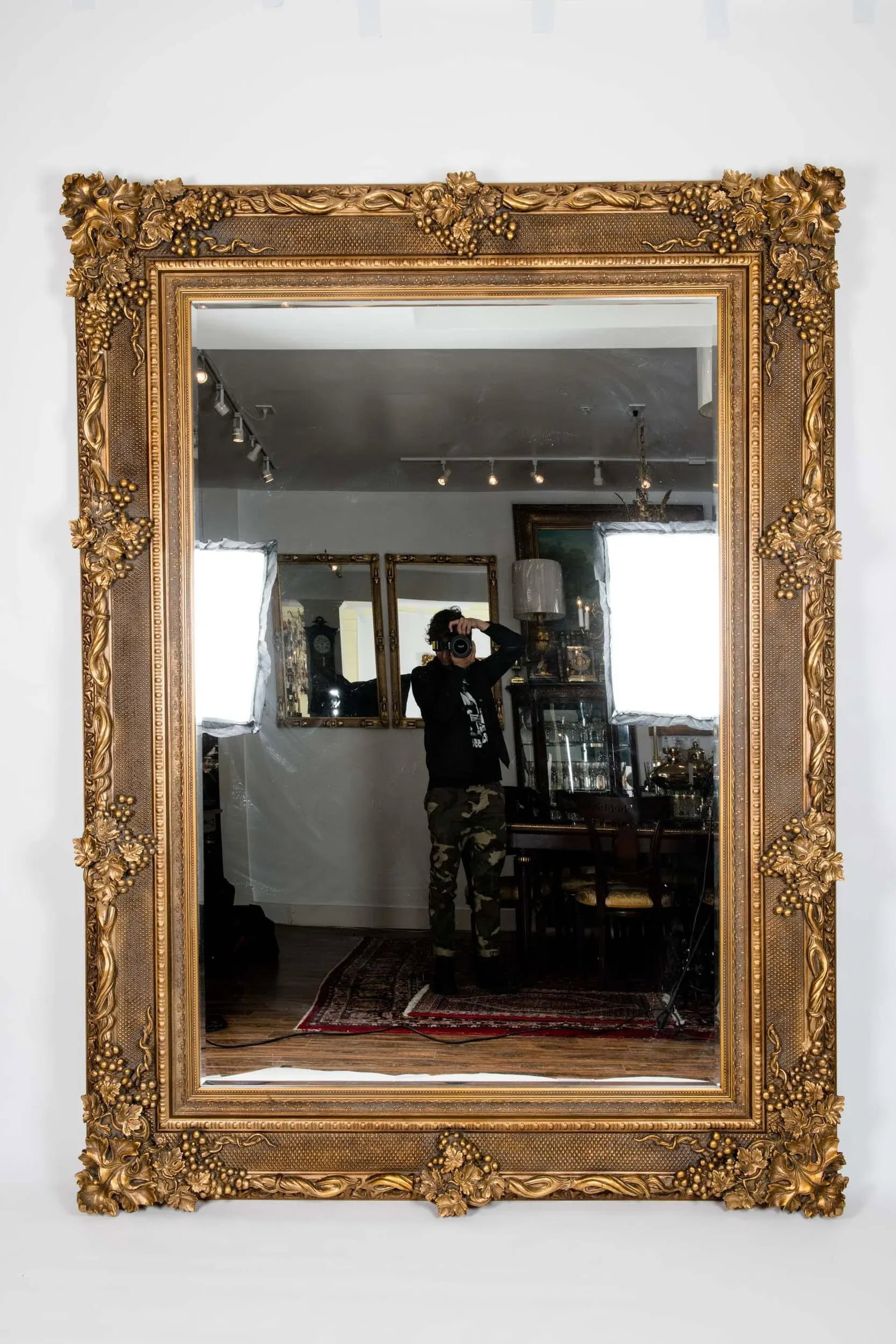 Giltwood Beveled Hanging Floor Length Wall Mirror - 2
