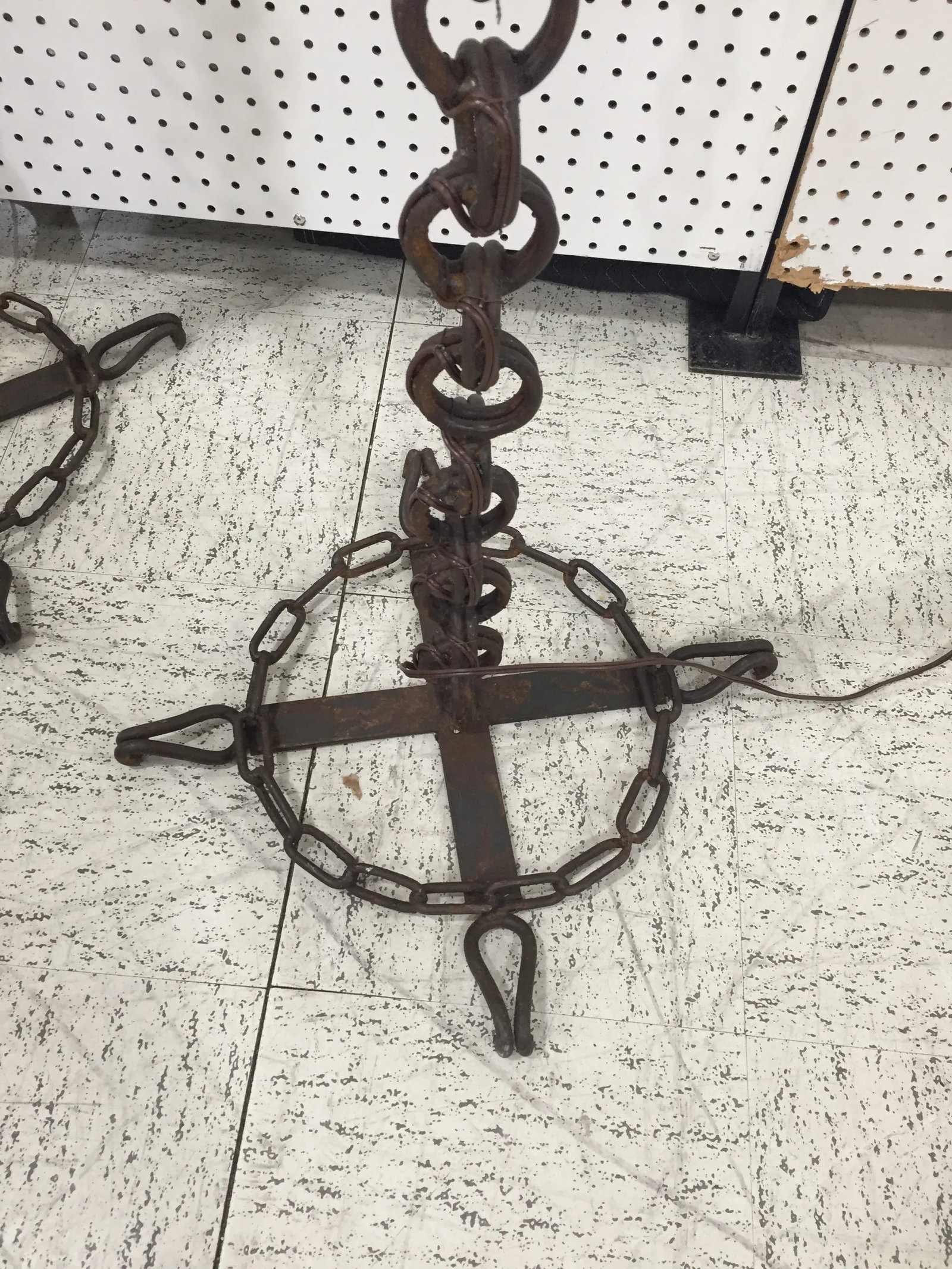 Pair of Vintage Double Link Iron Floor Lamps - 4