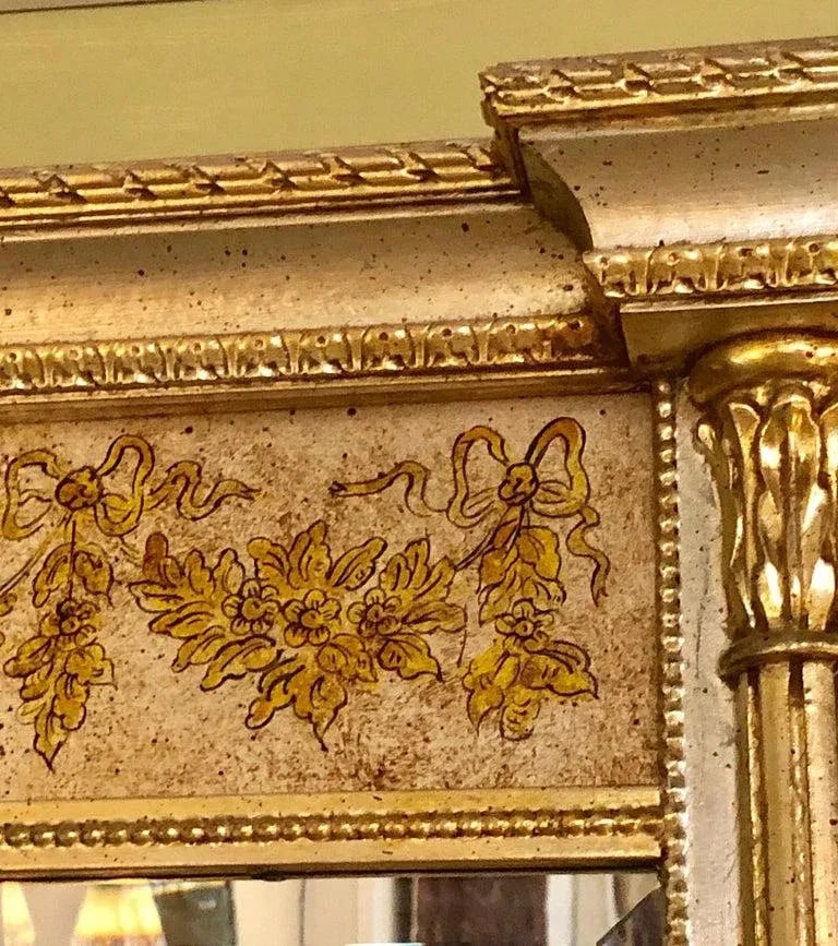 Italian Console Mirror Having Silver Leaf Eglomise Design by LaBarge - 10