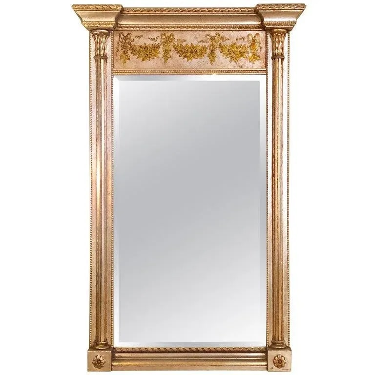 Italian Console Mirror Having Silver Leaf Eglomise Design by LaBarge - 13