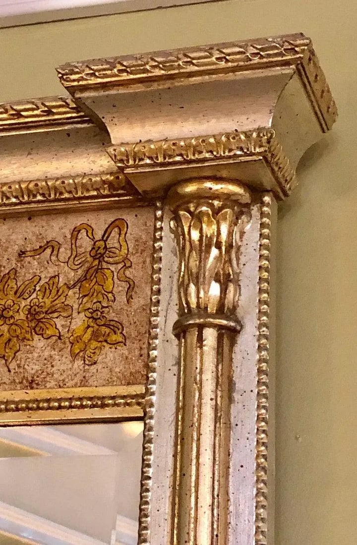 Italian Console Mirror Having Silver Leaf Eglomise Design by LaBarge - 9