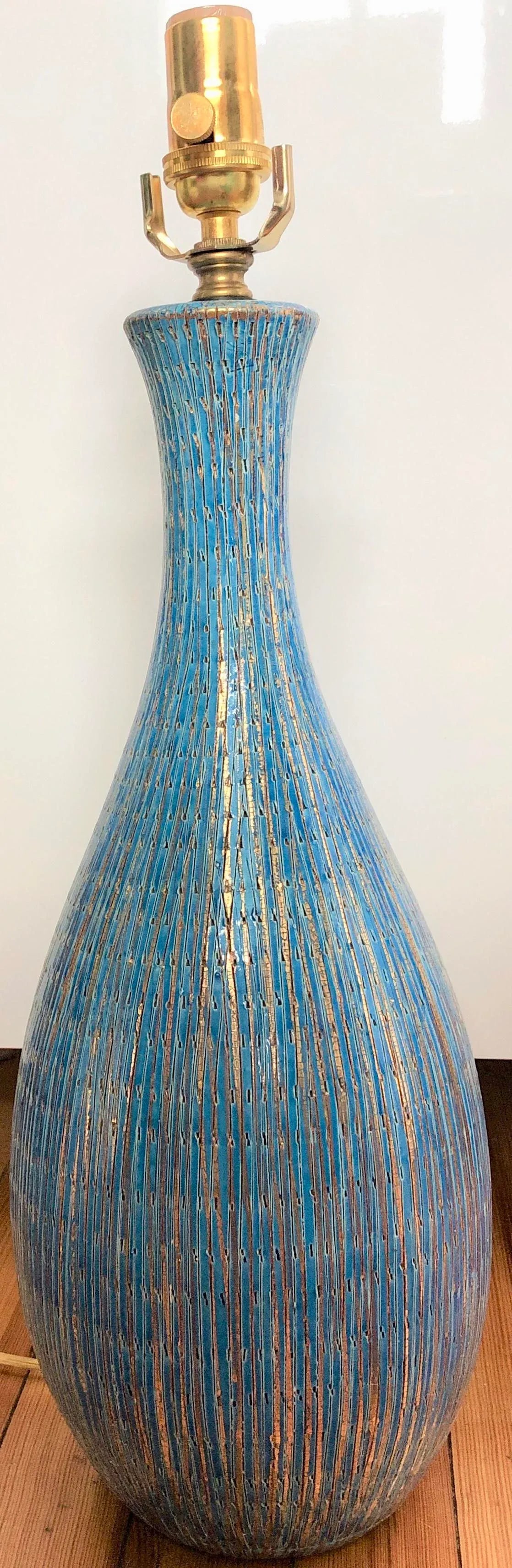 Bitossi Teal and Gold Lamp - 4