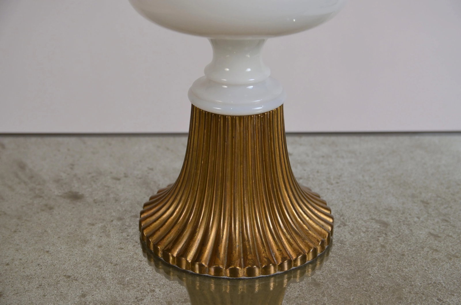 Gilt Bronze and Opaline Tassel Lamp in the Style of Tony Duquette - 4
